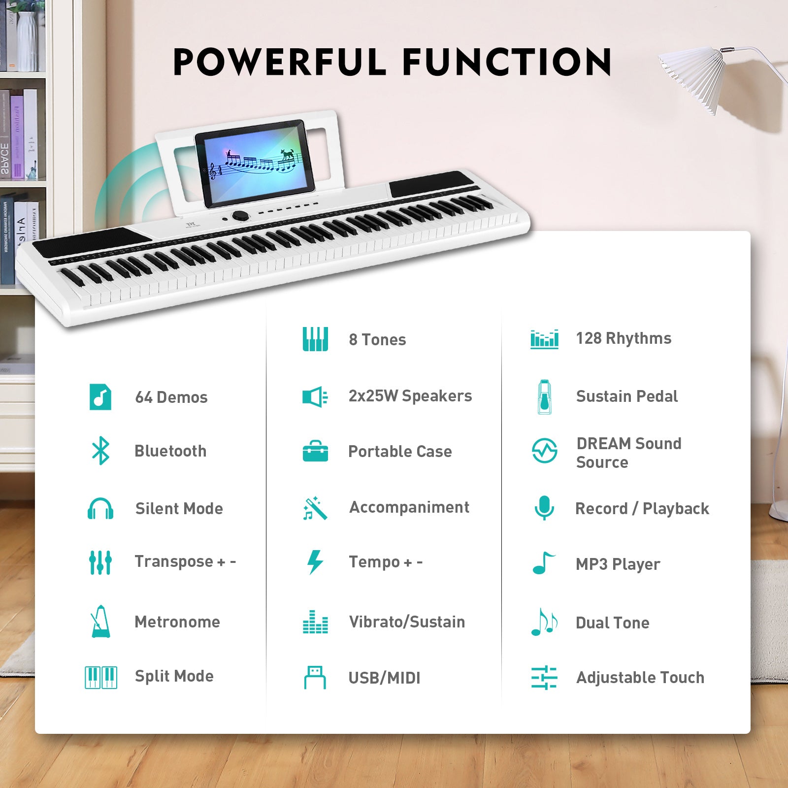 64 key online keyboard piano