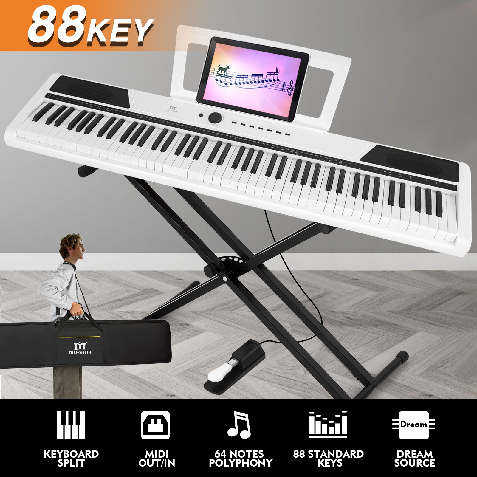 MUSTAR MEP-1400, 88 tangenter Digital PianoMUSTAR MEP-1400, 88 tangenter Digital Piano  