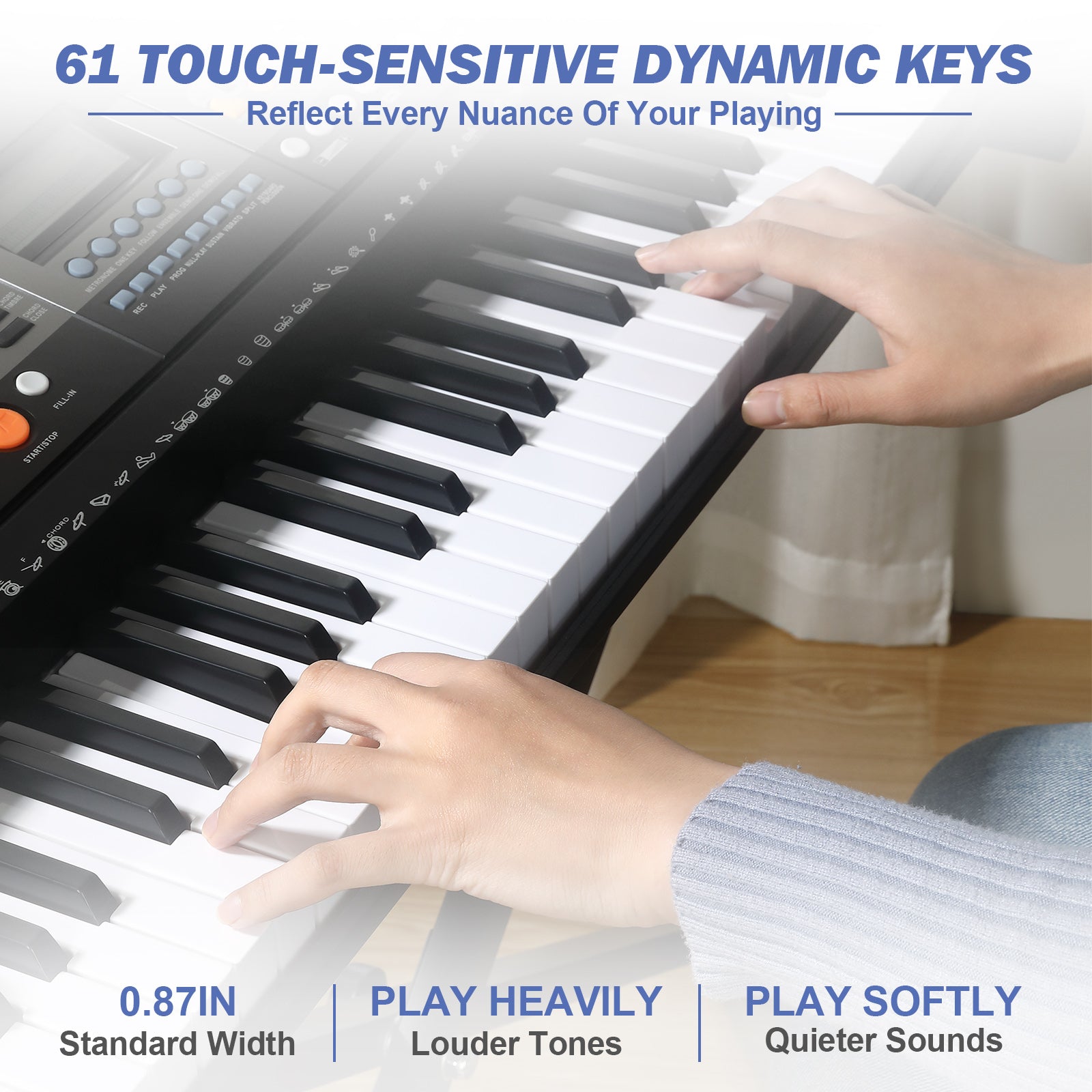 MUSTAR MEK-600, Piano Keyboard, 61 Key Touch Sensitive Keyboard, Electric Piano for Beginners