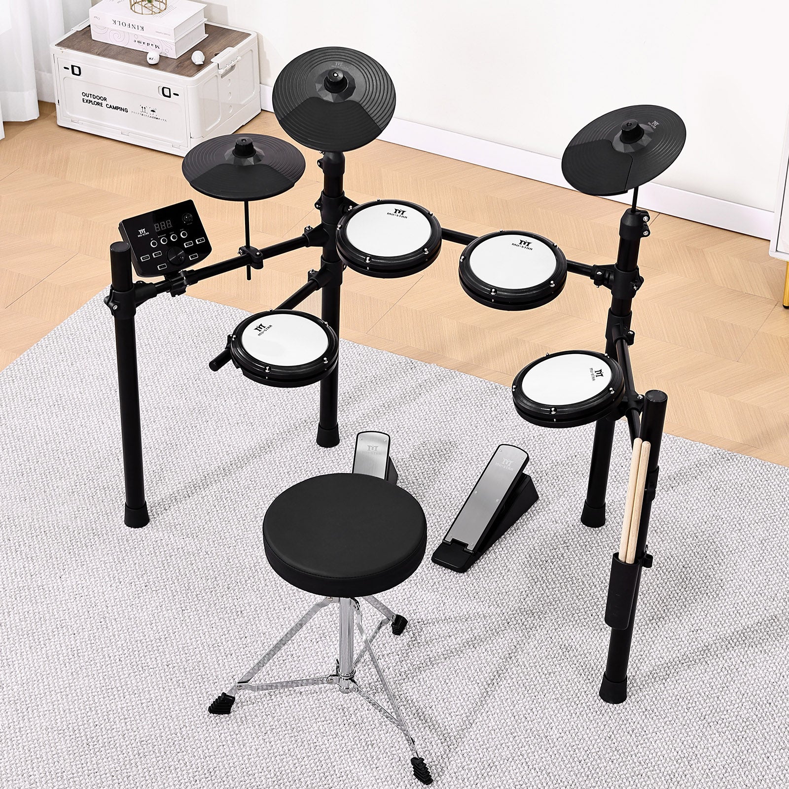 MUSTAR Electronic Drum Set, Electric Drum Sets for Adults Beginners Kids with Me authentic