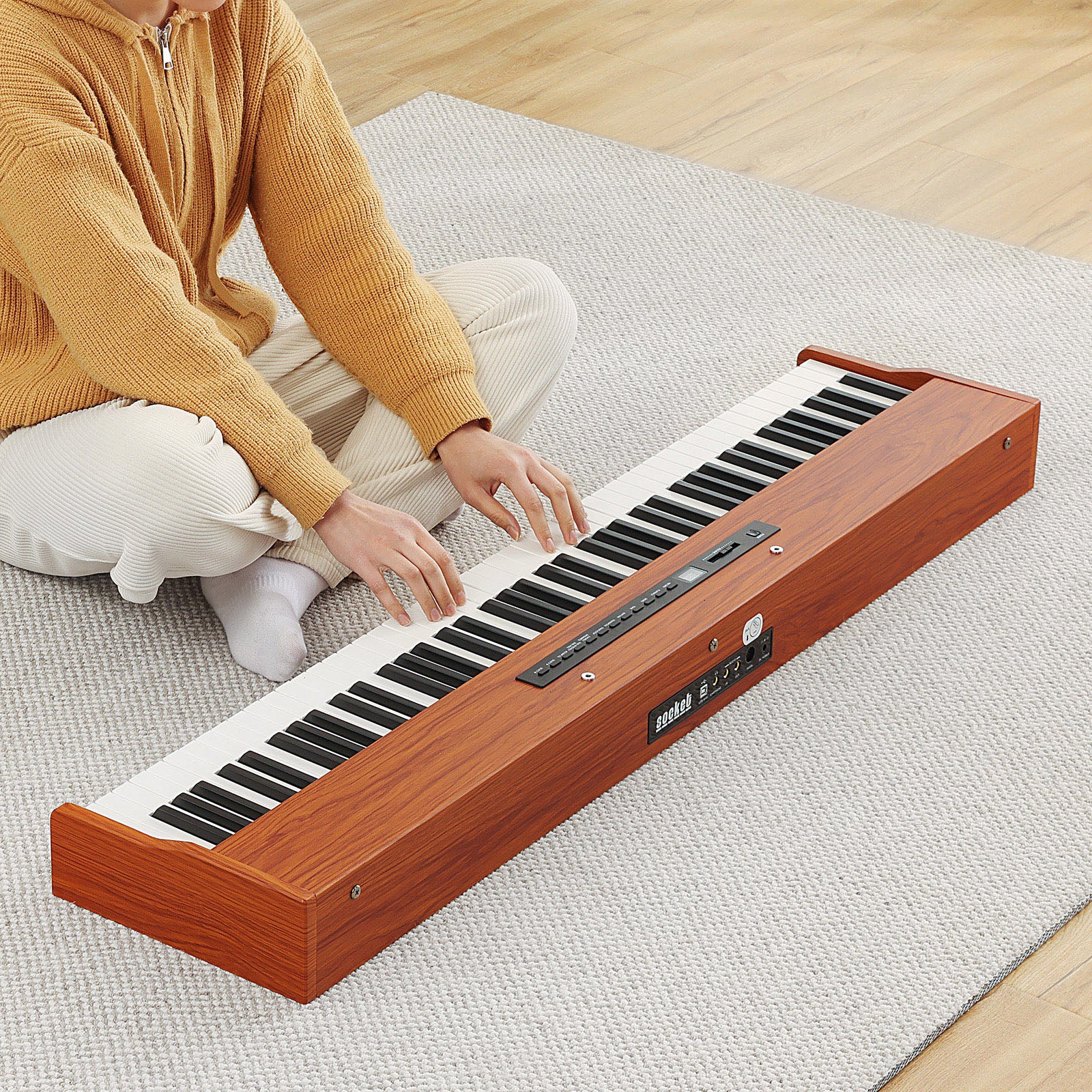 MUSTAR MEP-1600, Digital Piano 88 Keys Electronic Keyboards, Semi Weighted Electric Piano, Bluetooth Connection, Sustain Pedal, Brown