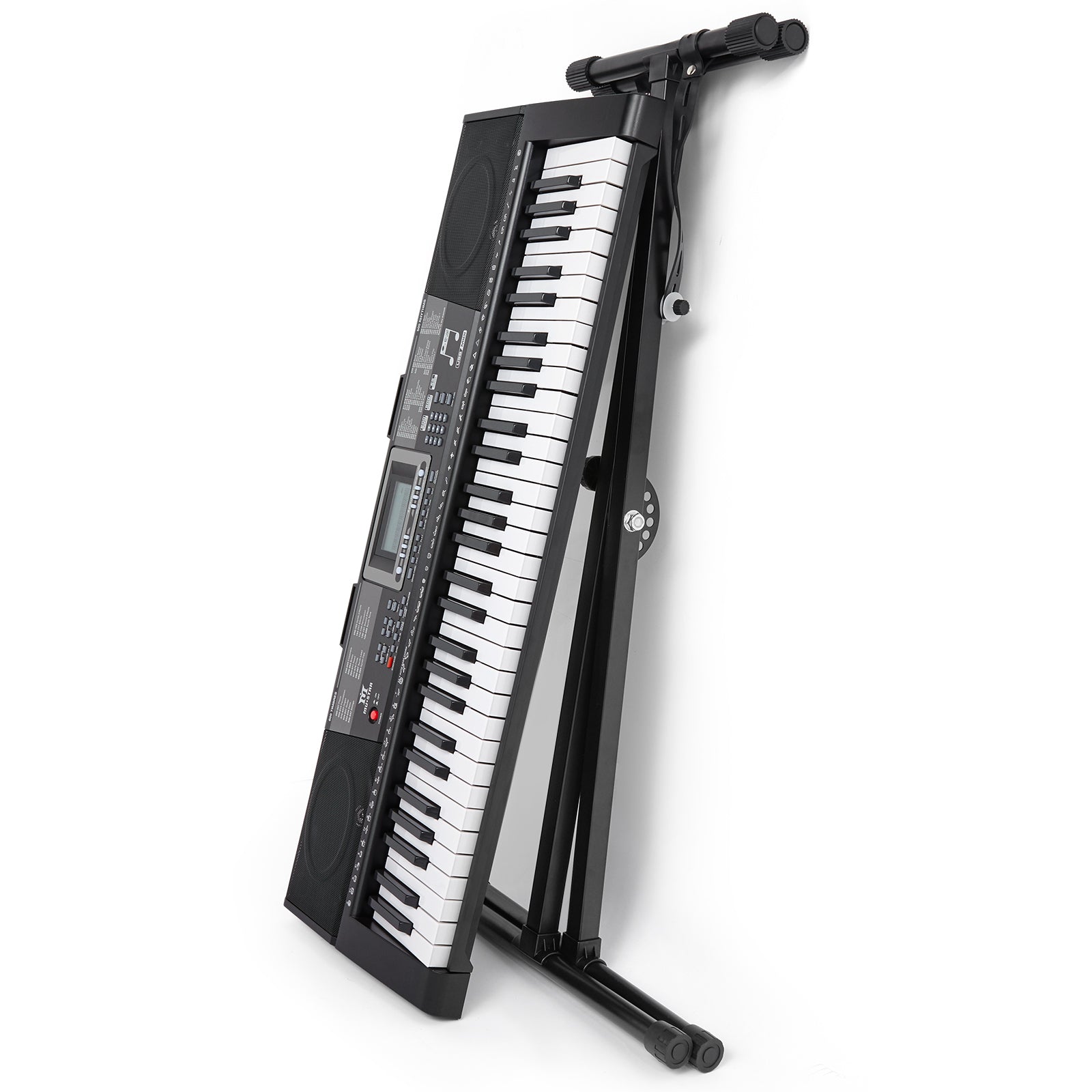 MUSTAR MEKS-500, 61 Key Piano Keyboard, Learning Electric Piano Keyboard, Lighted Up Keys, Teaching Modes, Corded Electric and Battery Powered, for Beginners Black, Gifts