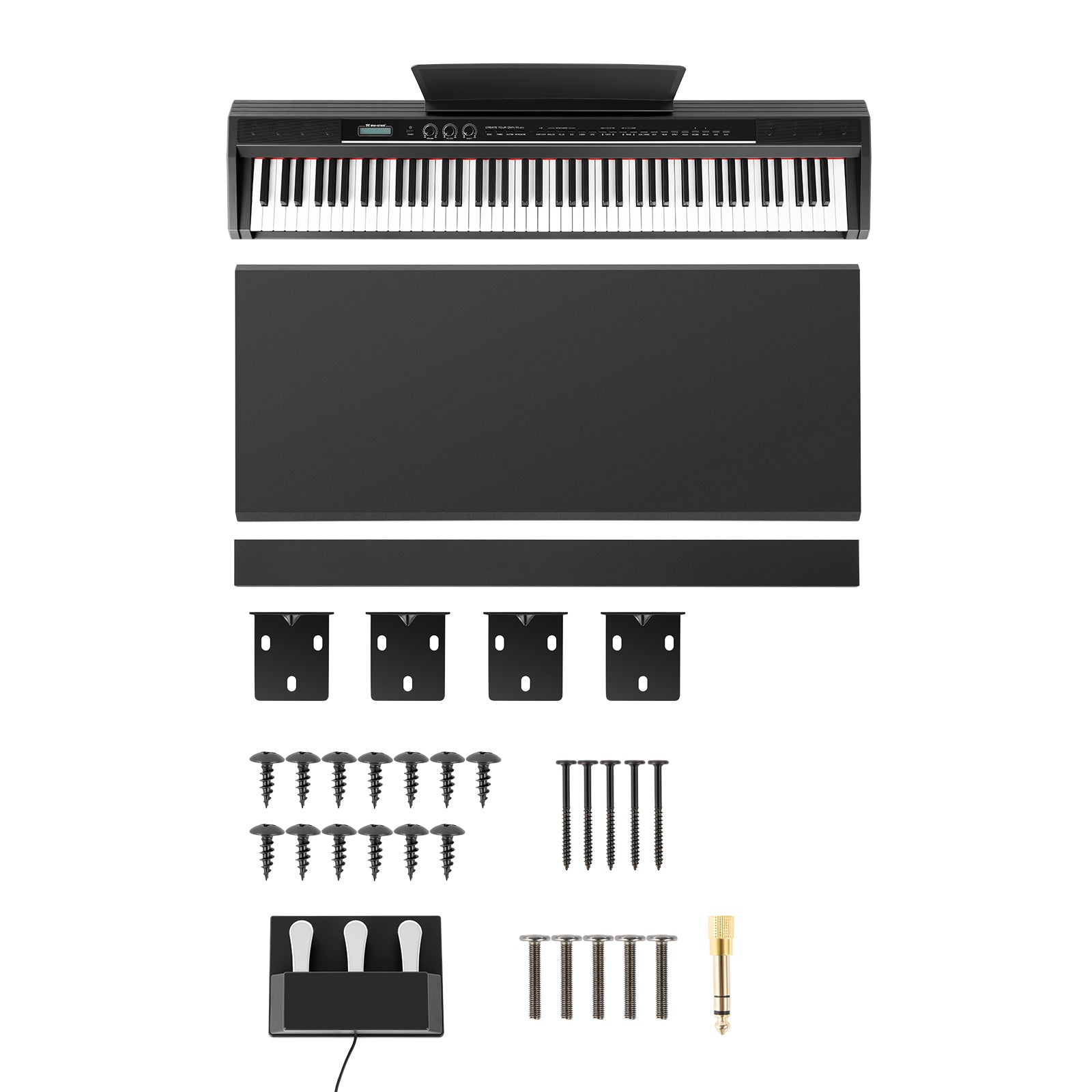 MUSTAR MDP-1500, Digital Piano Keyboard, 88 Keys Weighted Keyboard, Hammer Action Electronic Keyboards, 3 Pedals, Furniture Stand Black