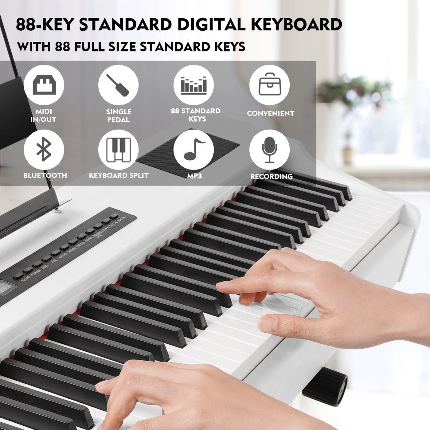 88 Key Weighted Digital Piano，MUSTAR MDP-1300, Wooden Electronic Keybo