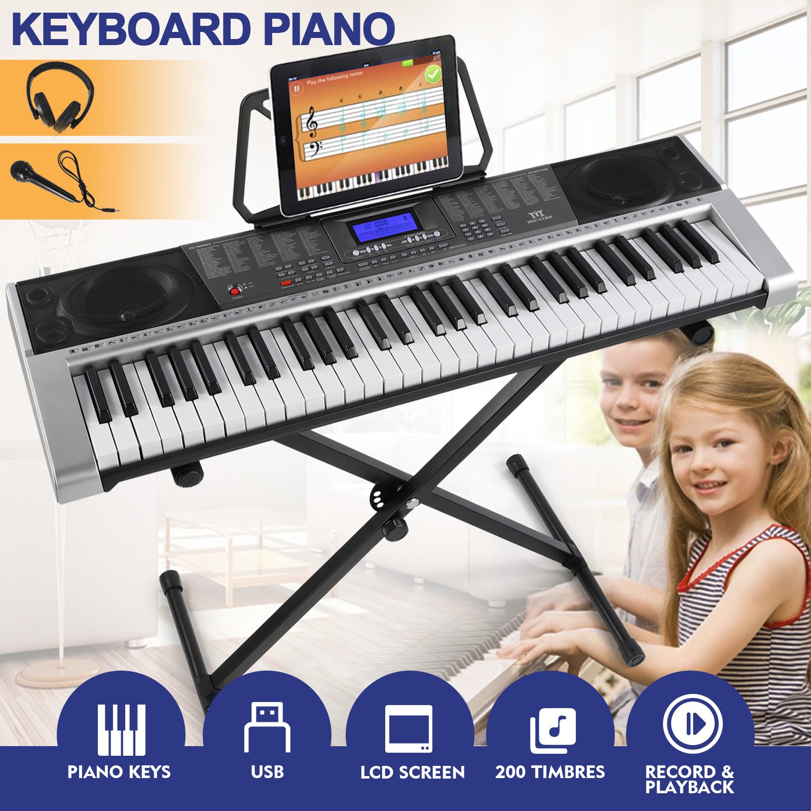 MUSTAR MEK-300, 61 klavišų pianino klaviatūraMUSTAR MEK-300, 61 klavišų pianino klaviatūra  