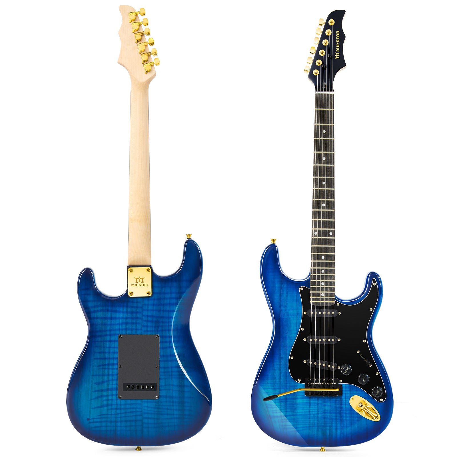 MUSTAR MEG-200, Electric Guitar Kit with 25W Amplifier, Solid Wood Electric Guitar Kits Beginner (Blue)